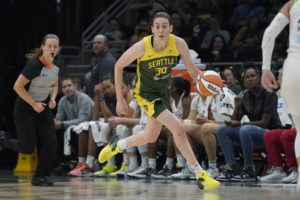 ASSOCIATED PRESS
                                Seattle Storm forward Breanna Stewart brings the ball up against the Minnesota Lynx during a game on Aug. 3.