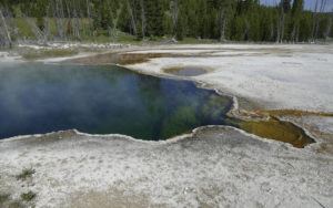 DIANE RENKIN/NATIONAL PARK SERVICE VIA ASSOCIATED PRESS
                                The Abyss Pool hot spring in the southern part of Yellowstone National Park, Wyo., in June 2015. Park officials say part of a foot, in a shoe, found floating in the hot spring on Tuesday, Aug. 16, 2022, is related to a July 31, 2022 death. No foul play is suspected, but the investigation continues.