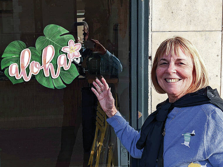 In April, Kailua resident Pat Lakatos spotted some aloha at a poke shop on the Rue de Sevres in Paris. Photo by Andy Crossfield.