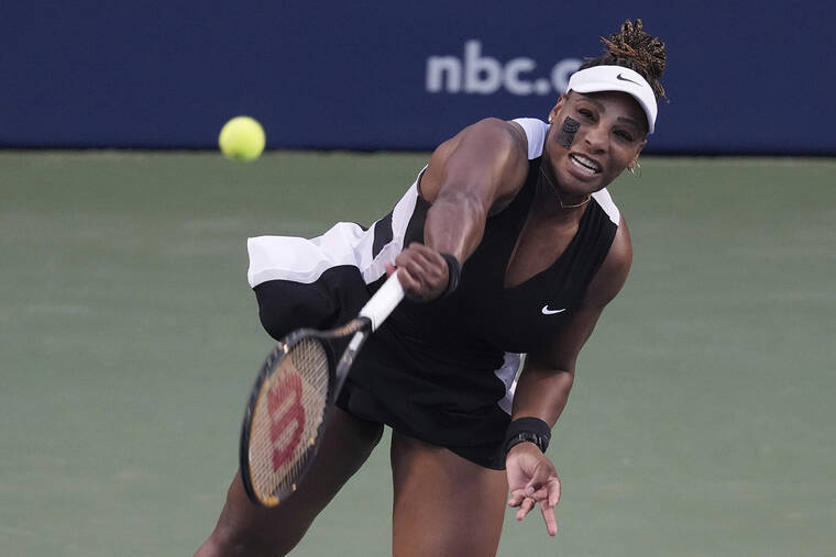 THE CANADIAN PRESS VIA ASSOCIATED PRESS
                                Serena Williams, of the United States, serves to Belinda Bencic, of Switzerland, during the National Bank Open tennis tournament Wednesday in Toronto.