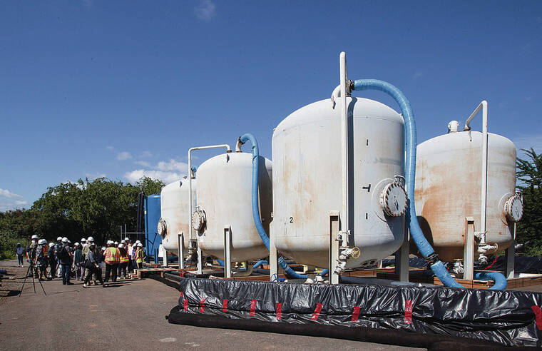 CINDY ELLEN RUSSELL / JAN. 28
                                Eight granular-activated charcoal tanks were installed by the Navy to filter the Red Hill shaft water in Halawa.