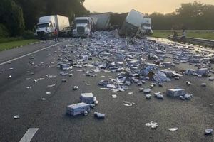 FLORIDA HIGHWAY PATROL / AP
                                In this photo provided by Florida Highway Patrol, cases of Coors Light beer are strewn across a highway after two semitrailers collided on a Florida highway on Wednesday, Sept. 21, near Brooksville, Fla.