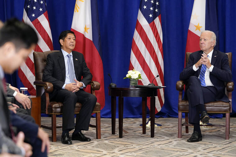 ASSOCIATED PRESS
                                President Joe Biden meets with Philippine President Ferdinand Marcos Jr., today, in New York.