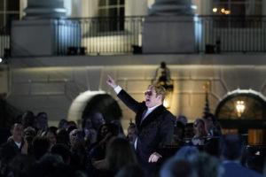 SUSAN WALSH / AP
                                Elton John performs on the South Lawn of the White House in Washington, Friday, Sept. 23. John is calling the show “A Night When Hope and History Rhyme,” a reference to a poem by Irishman Seamus Heaney that President Joe Biden often quotes.