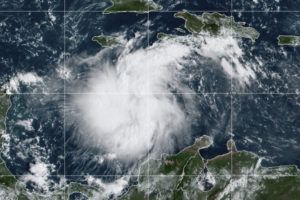 NOAA VIA AP
                                This satellite image provided by the National Oceanic and Atmospheric Administration shows Tropical Storm Ian over the central Caribbean today.