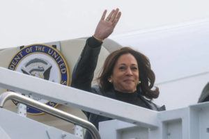 ASSOCIATED PRESS
                                Vice President Kamala Harris boards Air Force 2 for travel to Japan and South Korea from Joint Base Andrews, Maryland, today.