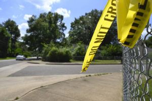 ASSOCIATED PRESS
                                A remnant of crime scene tape hangs on a fence in the neighborhood of Whitehaven in Memphis, Tenn., where Ezekiel Kelly was arrested on Sept. 8 after he livestreamed himself driving around Memphis shooting at people in seemingly random attacks the night before.