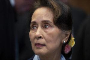 ASSOCIATED PRESS
                                Myanmar’s leader Aung San Suu Kyi waits to address judges of the International Court of Justice in The Hague, Netherlands, on Dec. 11, 2019.