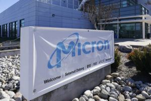 ASSOCIATED PRESS
                                A sign marks the entrance of the Micron Technology automotive chip manufacturing plant in Manassas, Va.