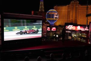ASSOCIATED PRESS
                                A screen show Charles Leclerc driving a Ferrari, during a news conference announcing a 2023 Formula One Grand Prix auto race to be held in Las Vegas on March 30.