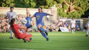 PERCY ANDERSON / UCLA
                                Pearl City alumna Sunshine Fontes (50) leads her dream team — UCLA — in goals scored this season with six in nine games. She recorded her first hat trick against Cal State Northridge.