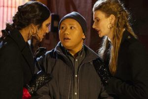 COURTESY SYFY
                                Rachelle Goulding (as Moira), Jacob Batalon (Reginald) and Georgia Waters (Penelope) star in Syfy’s new series “Reginald the Vampire,” which premieres on Wednesday.