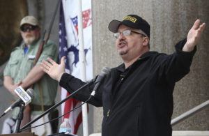 JARED RAMSDELL/JOURNAL INQUIRER VIA ASSOCIATED PRESS
                                Stewart Rhodes, the founder of Oath Keepers, speaks during a gun rights rally at the Connecticut State Capitol in Hartford, Conn., April 20, 2013. The founder of the Oath Keepers extremist group and four associates planned for an “armed rebellion” to stop the transfer of presidential power on Jan. 6, 2021, prosecutors told jurors today at the opening of the most serious case to reach trial in the attack on the U.S. Capitol.