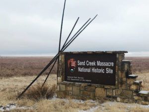 ASSOCIATED PRESS / 2019
                                An entrance sign is shown at the Sand Creek Massacre National Historic Site in Eads, Colo. This quiet piece of land tucked away in rural southeastern Colorado seeks to honor the 230 peaceful Cheyenne and Arapaho tribe members who were slaughtered by the U.S. Army in 1864. It was one of the worst mass murders in U.S. history.