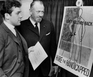 ASSOCIATED PRESS / 1963
                                Nobel prize-winning author John Steinbeck, right, admires a prize-winning poster by his son, Thomas Steinbeck, in Hartford, Conn. A tender and touching letter that author John Steinbeck penned to his teenage son, offering fatherly advice after the young man confided that he was in love for the first time, is going up for auction. “If you are in love — that’s a good thing — that’s about the best thing that can happen to anyone. Don’t let anyone make it small or light to you,” the Nobel literature laureate told his son, Thomas, in 1958.