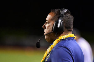 STEVEN ERLER / SPECIAL TO THE STAR-ADVERTISER
                                Waipahu head coach Bryson Carvalho during a game in 2019.