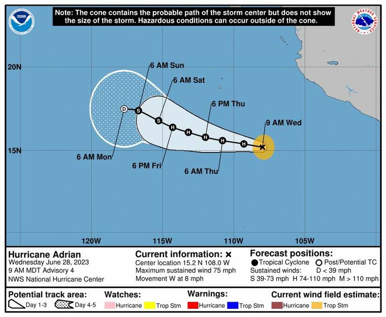 Adrian hurricane off Mexico’s Pacific coast Honolulu Star