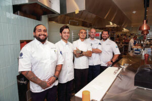 CINDY ELLEN RUSSELL / CRUSSELL@STARADVERTISER.COM
                                Shown in the MARA kitchen in the Renaissance Honolulu Hotel & Spa are Denecio Urias, left, executive sous-chef; Samir Ali, sous-chef; Andrew Recca, sous-chef; Franz Wolhlrab, executive chef; and Michael Ocampo, director, Culinary Pacific.