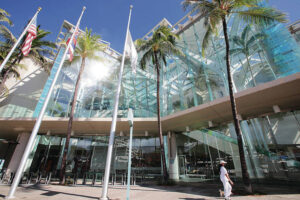 JAMM AQUINO / 2021
                                The Hawai‘i Convention Center’s expansive glass windows have been the target of vandals, with the latest incident occurring Feb. 12 and captured on recently installed security video cameras.